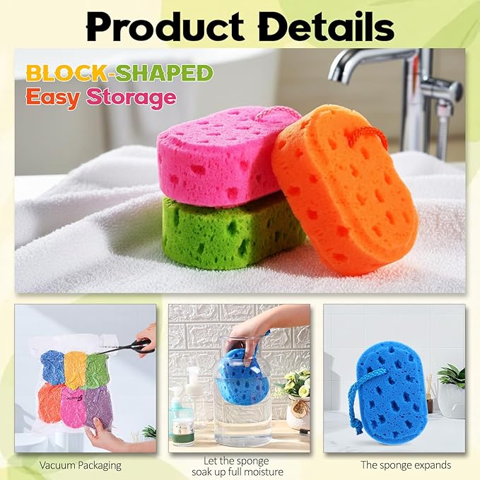 12 Pcs Exfoliating Bath Sponge Body Loofah Sponges Shower for Women Reusable Soft Bathing Pouf Foam Luffa Body Scrubber and Rich Lather, Color Matching (Bright Color)