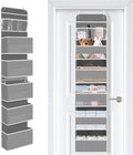 SpaceWhisper Over the Door Organizer, 6 Large Pocket Hanging Storage Organizer with 40lb Capacity, Space Saving for Nursery, Bathroom, Bedroom, Closet - Baby Essentials & Toiletry Organizer (Grey)