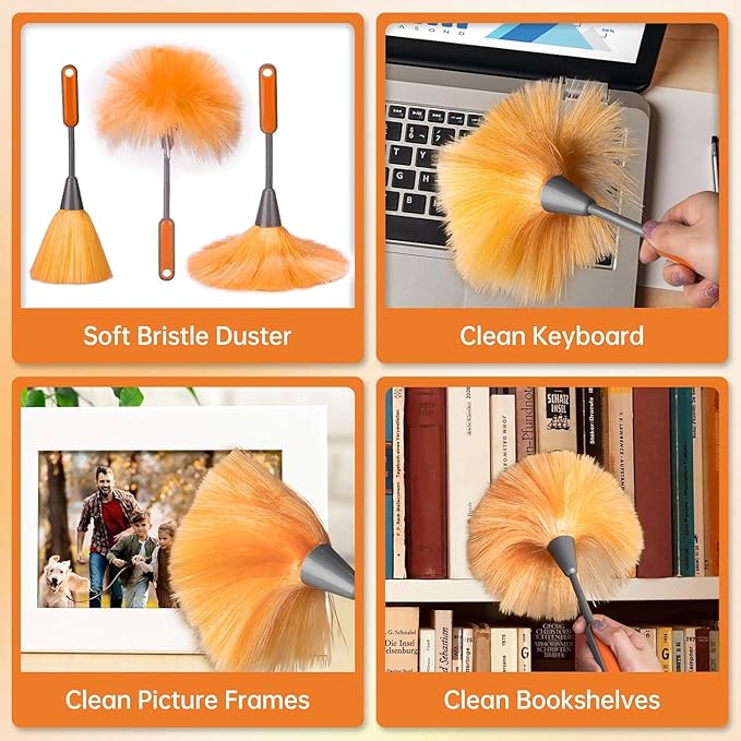 Ceiling Fan Cleaner Duster with 60 inch Extension Pole, Dusters for Cleaning High Ceiling Fan Blades, Dusters Kit with Storage Bag, Cleaning Tools for Families (14pcs)