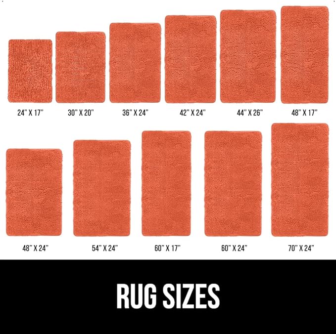 GORILLA GRIP Bath Rug Mat 30x20, Thick Soft Absorbent Chenille, Quick Dry Microfiber Mats, Rubber Backing Washable Shower Floor Rugs, US Designed Bathroom Bathmat Home Decor Accessories, Coral