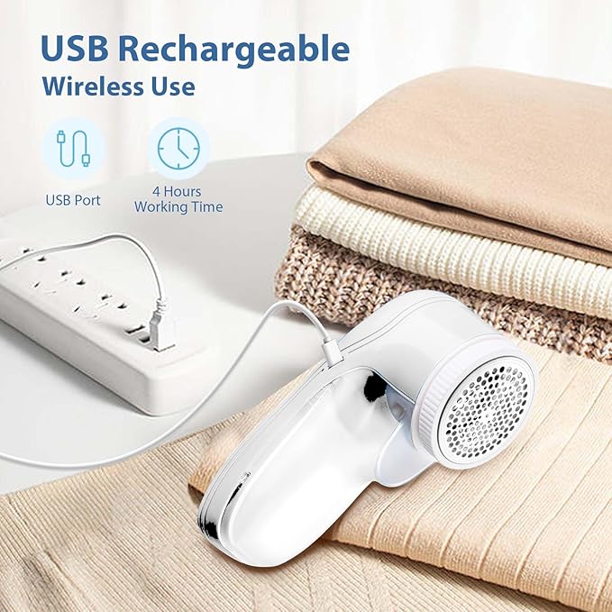 Fabric Shaver, Electric Lint Remover, Lint Shaver with 3 Replaceable Blades USB Rechargeable, Sweater Shaver, Clothes Shaver, Pilling Remover, Fabric Shaver Fuzz Remover for Clothes Furniture
