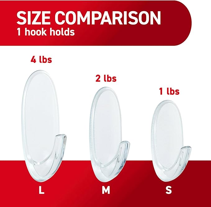 Command Medium Clear Wall Hook, 7 Wall Hook and 12 Strips, Damage-Free Hanging with Adhesive, Great for Hanging Home Decor, Holds up to 2 lb
