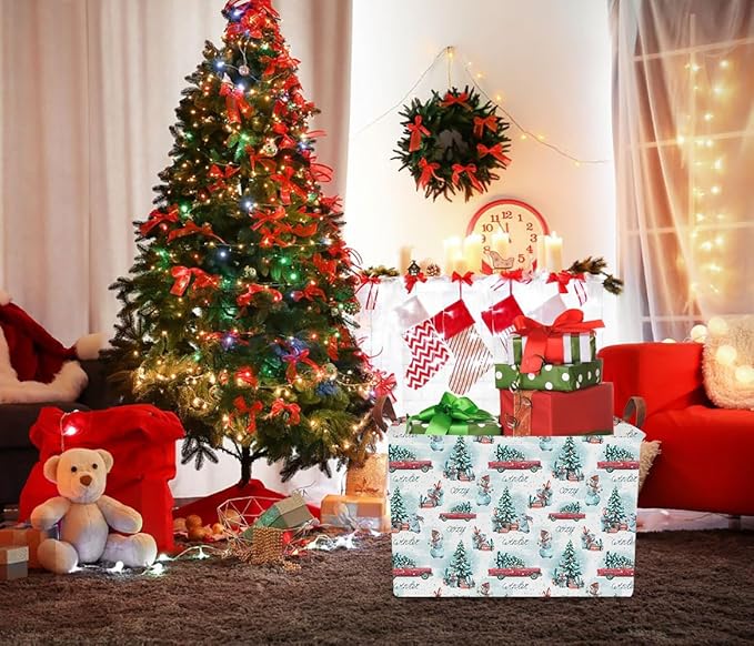 Rectangular Storage Baskets，Gift Basket,Book Box,Room Decor(Car Christmas)