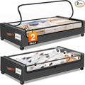 Under Bed Storage with Wheels 2Pack Storage Containers with Clear Window&Label Under Bed Drawers Rolling Under Bed Storage for Clothes,Shoes, Blankets (30.71 x 16.93 x 6.69 in, Dark Grey)