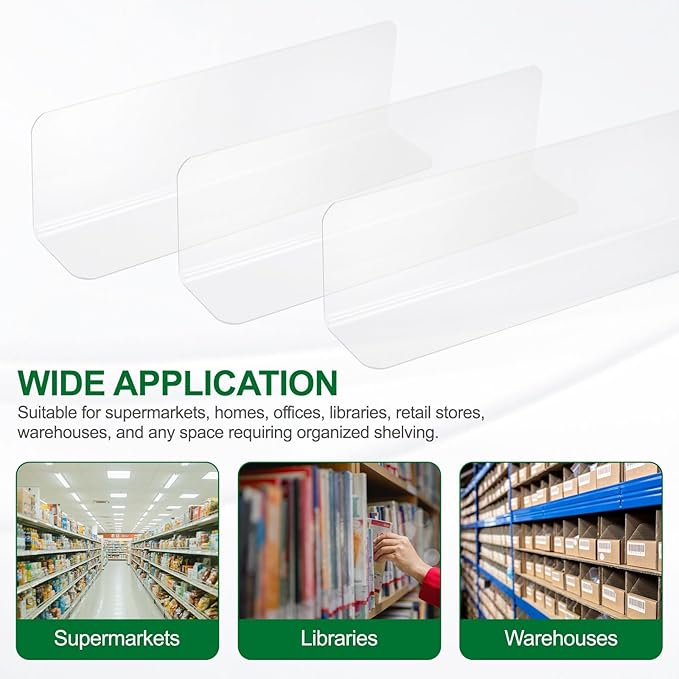 uxcell 4pcs Clear Shelf Dividers, 10"x3.9" Plastic L-Shaped Shelf Separator, Transparent Organizer Divider for Supermarket Store Commodity Classification
