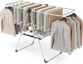 Tangkula Collapsible Clothes Drying Rack, 2-Level Folding Aluminum Drying Rack w/Height-Adjustable Wings, Bottom Shoe Rack, Space-Saving Laundry Drying Rack for Indoor & Outdoor Use, Silver