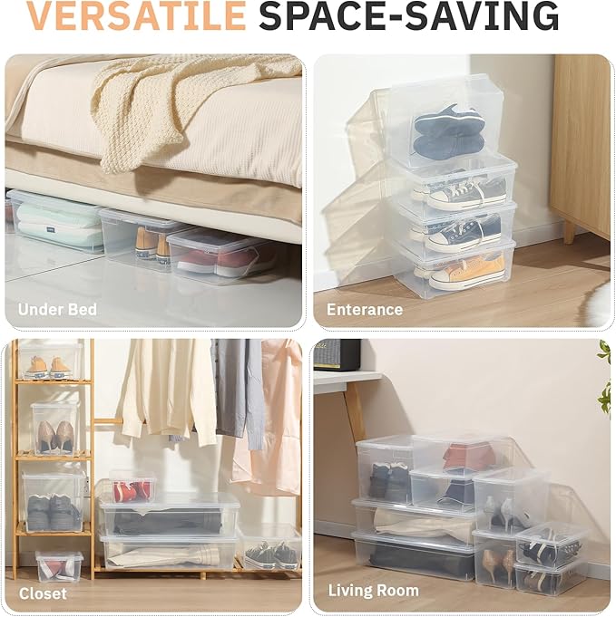 novelinks 22QTClear Storage Box Stackable Plastic Storage Bins with Lids Plastic Container Box for Sorting,6 Pack