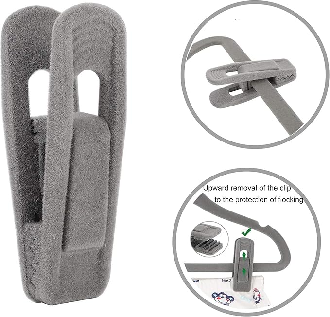 Velvet Hangers Clips Strong Finger Clips Perfect for Thin Velvet Hangers (Grey, 20)