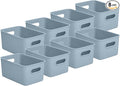 Superio Decorative Plastic Basket Open Home Storage Bins Organizer Baskets, Medium, Blue (8 Pack) Container Boxes for Organizing Closet Storage Bins for Shelves Drawer Shelf, 5 Liter