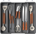 Aujen Silverware Organizer - Expandable Kitchen Drawer Organizer, Adjustable Utensil Organizer, Cutlery Tray for Forks, Knives, Multipurpose Kitchen Organizers and Storage Solution, Grey, X-Large