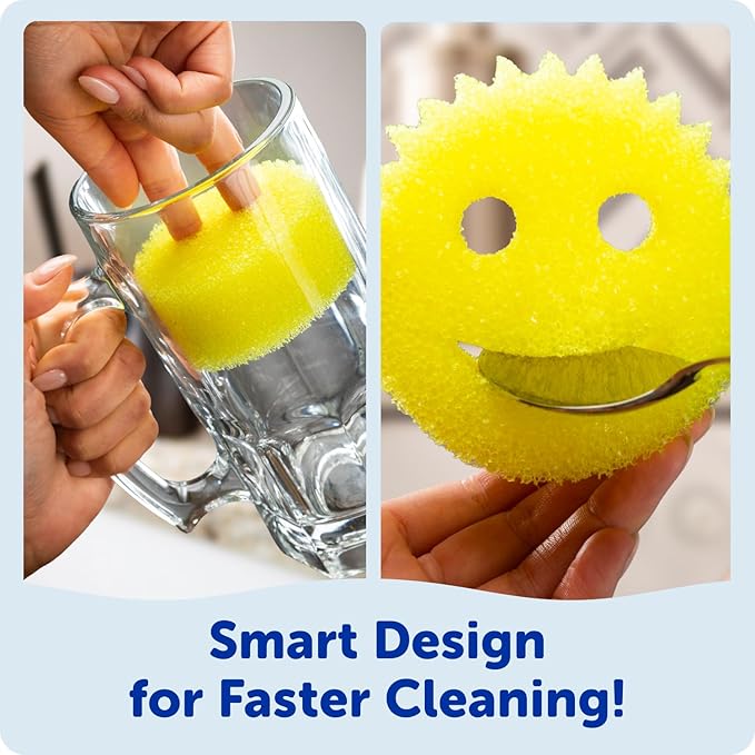 Scrub Daddy Scratch-Free Multipurpose Kitchen Sponges - Bulk Dish Sponges for Kitchen, Bathroom, Household Cleaning & More - Made with BPA-Free Polymer Foam (9 Count)
