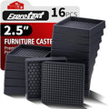 Ezprotekt Non Slip Furniture Pads, 16 Pcs 2.5" Anti Skid Rubber Furniture Caster Cups, Anti-Slip Furniture Coasters for Hardwood Floors, Anti Slide Floor Protectors for Bed Couch Stoppers (Black)