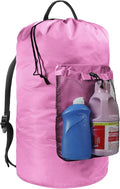 Laundry Bag with Shoulder Straps and Mesh Pocket Laundry Backpack Large Portable Laundry Hamper for College Laundromat Apartment