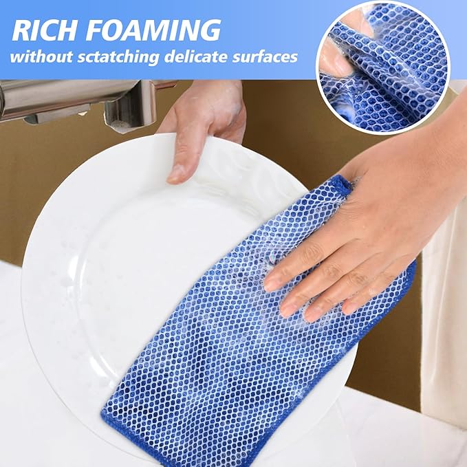 KinHwa Kitchen Washcloths for Dishes Absorbent Microfiber Dish Cloths Quick Dry Dish Rags with Poly Scour Scrub Side Ideal for Kitchen Cleaning (Mixing Colors #2, 9inchx9inch 9 Pack)