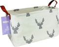 Rectangular Storage Basket Fabric Organizer Bin for Toys,Books,Clothes,Gifts,Pets-Perfect for Home,Office,Nursery,Dorm,Shelf(Rec grey deer)