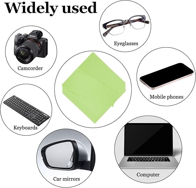 10PCS Suede Microfiber Cloths, 8"×8" Suede Cloth Cleaning Rags, Double-Sided Cleaning Cloths for Car LCD Display, Screens, Glasses, Lenses, Mirrors, Windows, Delicate Surfaces (Green)