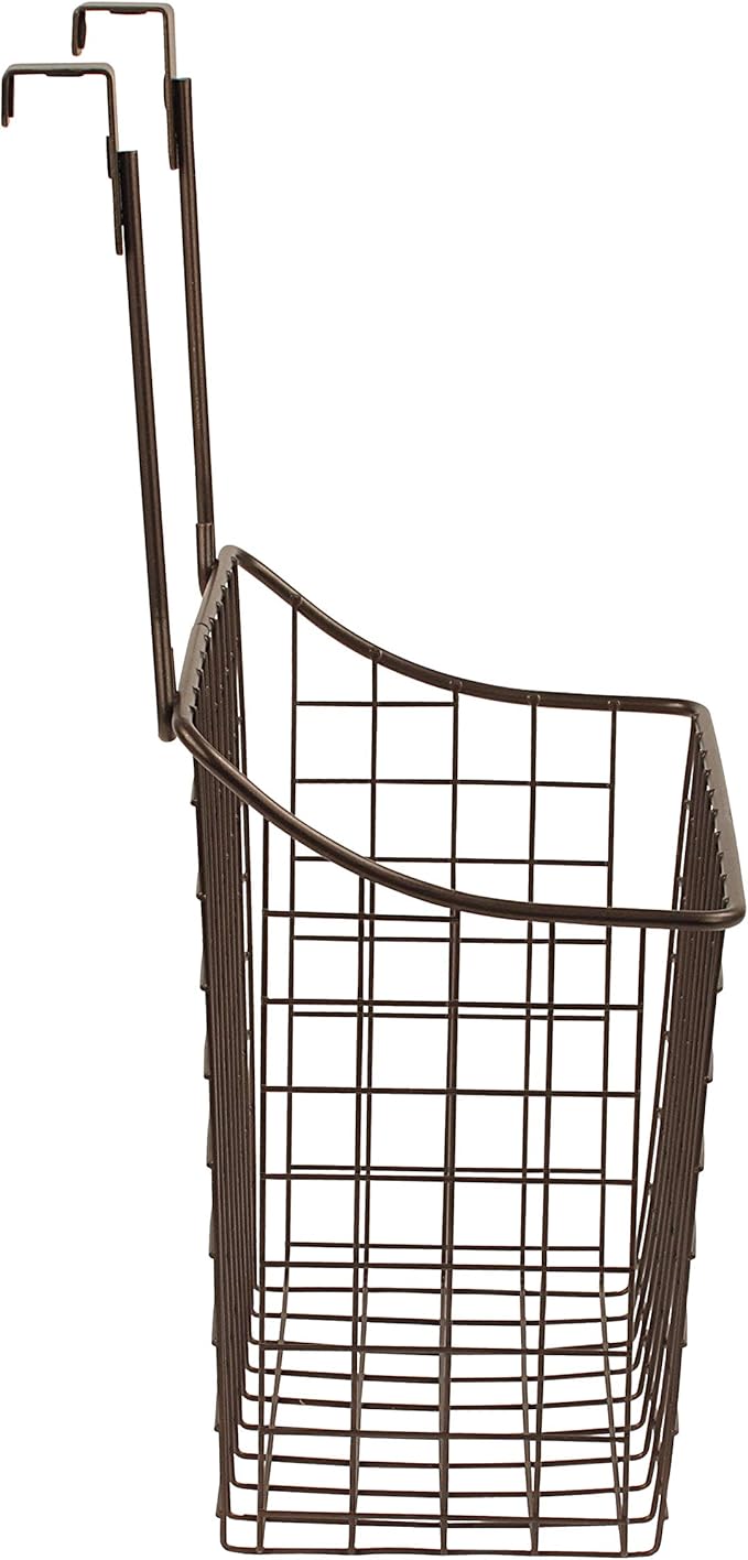 Spectrum Large Over Cabinet Door Organizer Bronze Wire Storage Basket for Kitchen Bathroom, Steel Hanging Cabinet Storage Organizer Basket Design Fits 0.75 Inch Cabinet Doors