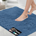 GORILLA GRIP Bath Rug Mat 48x17, Thick Soft Absorbent Chenille, Quick Dry Microfiber Mats, Rubber Backing Washable Shower Floor Rugs, Bathmat Runner, US Designed Bathroom Home Decor Accessories Blue