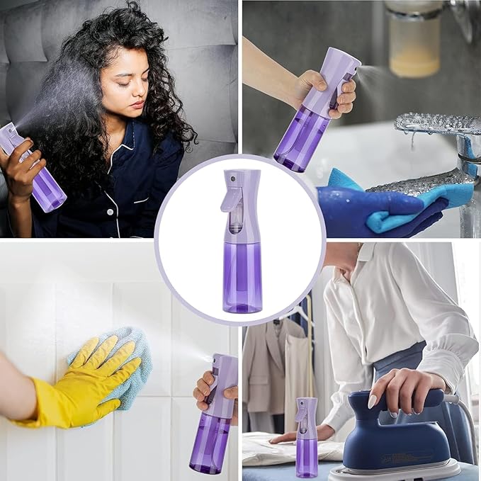 Spray Bottle for Hair (10.15OZ /300ML) Continuous Ultra Fine Mist Sprayer for Hair, Salons, Barber, Plants, Skin Care, 1 Plack Clear Purple