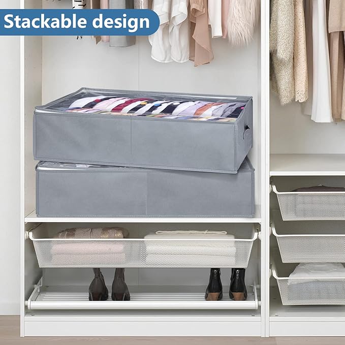 AOODA Large Hat Storage Box for Baseball Caps, Holds Up to 50 Caps Wide Hat Organizer for Closet with Cardboard, Under Bed Snapback Holder, Grey