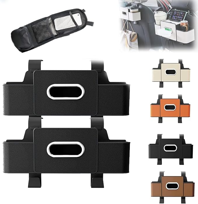 Car Organizers and Storage Box, Car Organizers and Storage Box Behind Set, 4 in 1 Multifunctional Cars Organizer and Storage Back Seat for Hold Phone, Drinks, Handbag, Universal Fit (black*2)