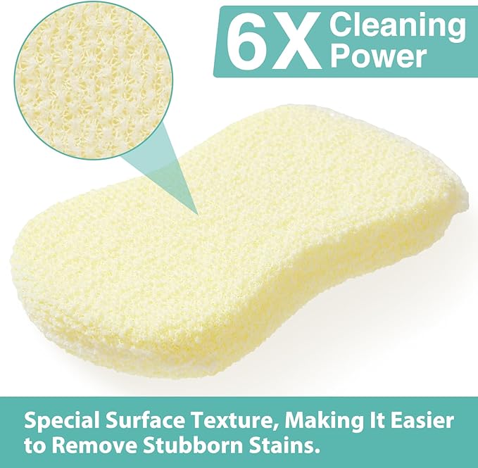 Sponges Kitchen Scrub Dish Sponge Scouring Pad, 6 Pack Cleaning Brush Scrubber Supplies for Soap, Dishwashing Dinnerware Sets Pan Pot Glass Dishwasher Sink Bathroom Towels Cloth Rags Holder
