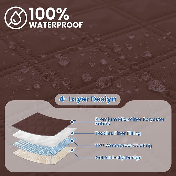 Waterproof Couch Covers for Pets, Waterproof Dog Bed Cover, Anti-Slip Soft Dog Blankets, Couch Cover for Dogs Washable, Pet Blanket for Puppy Large Dogs Cat (68x82 Inch, Coffee)