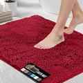 GORILLA GRIP Bath Rug Mat 44x26, Thick Soft Absorbent Chenille, Quick Dry Microfiber Mats, Rubber Backing Washable Shower Floor Rugs, Bathmat Runner, US Designed Bathroom Home Decor Accessories Red