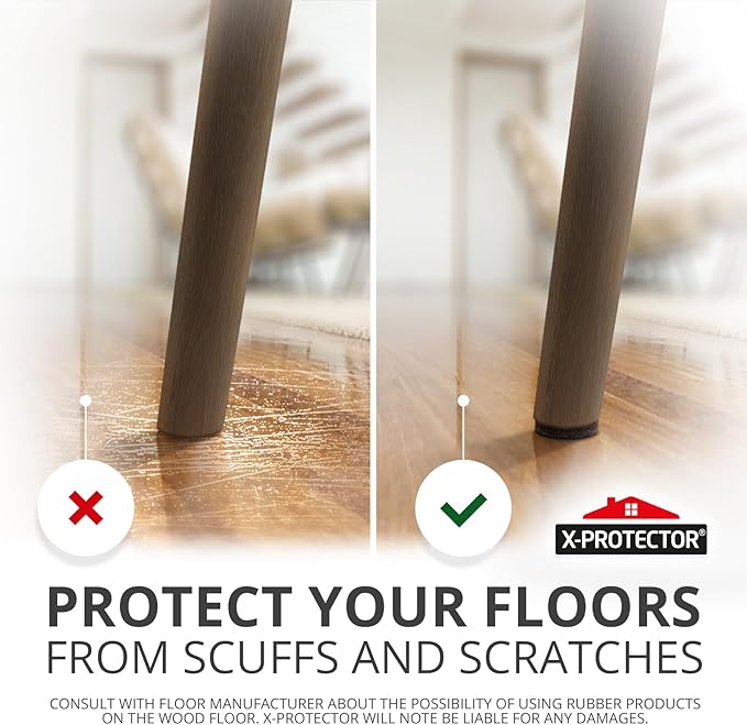 X-Protector Non Slip Round Anti Slip Pads - Self-Adhesive Rubber - 60 PCS, 1' - Ideal Furniture Stoppers for Hardwood Floors