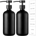GMISUN Black Soap Dispenser, 2 Pack Matte Black Hand Soap Dispensers for Bathroom, 17 Fl Oz Glass Dish Soap Dispenser for Kitchen with Stainless Steel Pump, Modern Liquid Soap Bottle Set