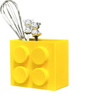Magnetic Basket Organizer for Fridge - Lego-Style ABS Plastic Storage Box,No Drill Design for Kitchen Counter, Microwave & Whiteboard, Holds Up to 3.5 lbs (Yellow)