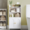 Small Bathroom Storage Cabinet, Bathroom Organizers and Storage with 2 Doors and Shelves, Floor Cabinet Freestanding with Adjustable Shelf for Small Spaces, White 7.9" D x 14.6" W x 29.6" H