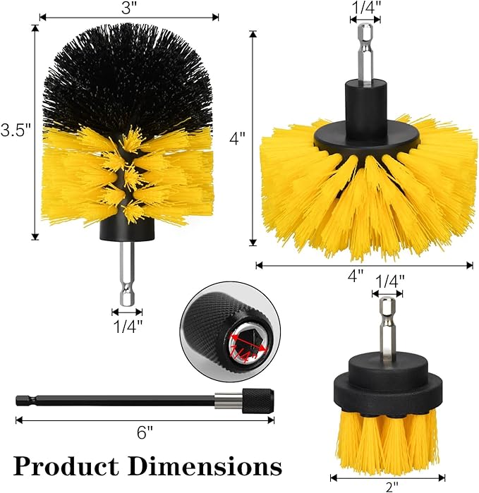 4pcs Drill Brush Attachment Kit, 2025 New Grout Drill Brush Set, All Purpose Power Scrubber Cleaning Kit for Bathtubs, Tile Grout Lines, Bathroom, Showers, Tile, Tile Seams