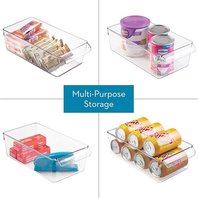 iDesign Fridge Storage Bin with Handle - Fridge Tray for Meats and Cheeses - Set of 2 - Clear