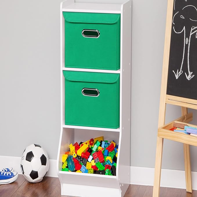 Closet Organizers Fabric Storage Bins With Lids Collapsible Cube Storages Organizer Basket With Handles,Storage Boxes for Clothes Storage,Office,Toys,3 Pack,（Green