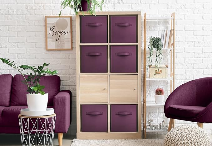 Sorbus Fabric Storage Cubes - 6 Foldable Storage Bins for Organizing Pantry, Cubbies, Toy Box - Clothes Storage & Closet Organizer - 13 Inch Collapsible Cube Baskets for Shelves with Handle