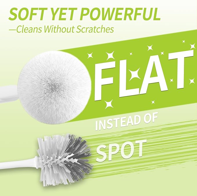 Toilet Brush and Holder Set, Toilet Bowl Cleaner Brush White, Scrubber Brush for Bathroom, Rv, Bathtub, Litter Box, Waste Bin
