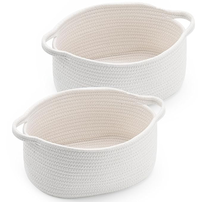 Cute Woven Storage Basket with Handle, Baskets for Gifts Empty, Gift Baskets for Valentines Day Birthday Baby Shower Raffle Burr Fundraiser, Decorative Organizer Box for Spring Home Refresh