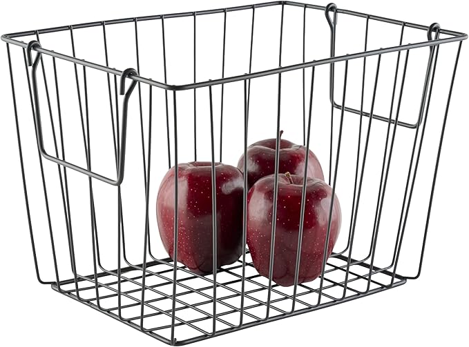 G.E.T. WB-315-MG Heavy Duty Iron Wire Utility Storage Basket/Bin with Handles, 11" x 8" x 8"