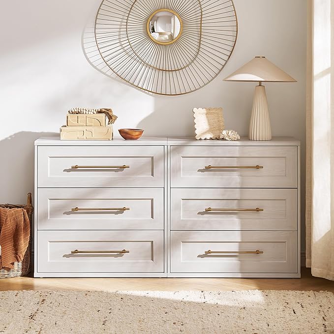 mopio Blake 3 Drawer Dresser for Bedroom, Chest of Drawers, Wood Dresser Organizer, Modern Farmhouse, Tall Night Stand, Enhanced Safety, Sturdy Compliant (White Oak, Set of 2)