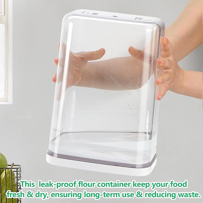 TBMAXS Airtight Flour Rice Storage Container with Pop-up Lid - 6 Qt | 11 Lbs Crystal-Clear Plastic Bread Container, Tall and Slim Storage Bin Fit for Kitchen Pantry Organization