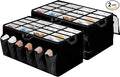 Extra Large Fabric Shoe Organizer for Closet, Fits up to 28 Pairs, Foldable Shoe Storage Bin Containers with Adjustable Dividers and Clear Cover, Black, 2 Pack