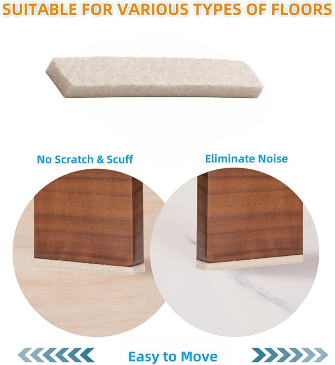 Felt Strips with Adhesive Backing – Furnigear Heavy Duty Cuttable Felt Tape Roll Furniture Pads for Chair Legs - Protecting Hardwood Floors, Chair Wall Protector (Beige, 120 x 2 x 0.14 Inch)