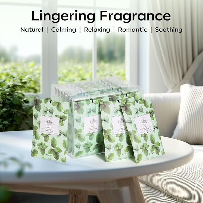 MYARO 20 Packs Peppermint Scent Sachet Air Freshener for Home Car Closet Drawer Shoe Odor Eliminator Long Lasting Deodorizer