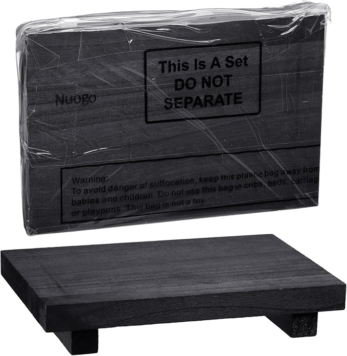 Nuogo Wood Riser Tray Soap, Stand Soap Tray for Kitchen Sink, Wood Pedestal for Kitchen Counter Sink Stand Decorative Rustic Bathroom Dishes Plant Bottles Candles Display(9 x 6 Inch,Black)