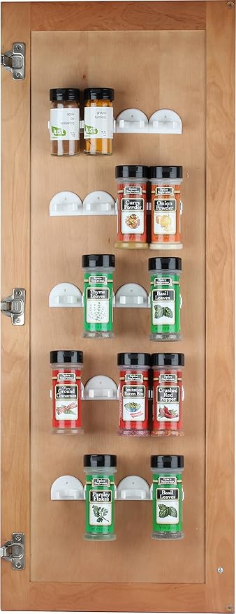 Sagler Spice Rack 36 Spice Gripper - Spice Racks Strips Cabinet Door - Use Spice Clips for Spice Organizer - Stick or Screw Spice Storage Clips