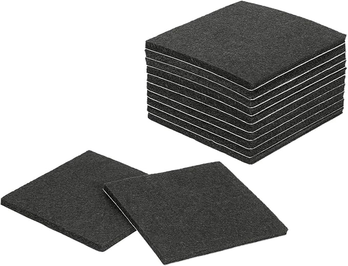 uxcell Felt Furniture Pads, 12Pcs 3.54" x 3.54" Adhesive Backed Felt Non-Slip Anti-Scratch Chair Leg Protectors for Protecting Hardwood Floor, Black