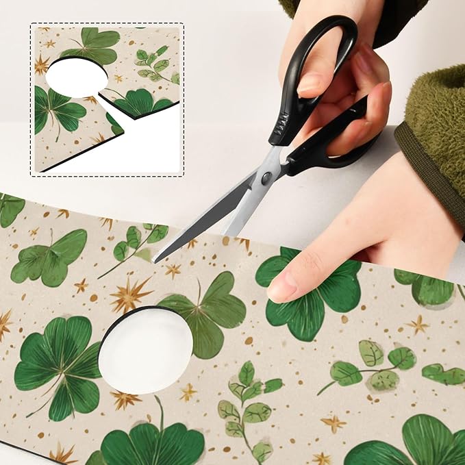 Kitchen Sink Splash Guard 2 PCS 30 Inch Sink Faucet Mat Splash Guard for Bathroom Countertop Water Absorbent Foldable Cuttable Soft Washable Green Clovers and Gold Stars