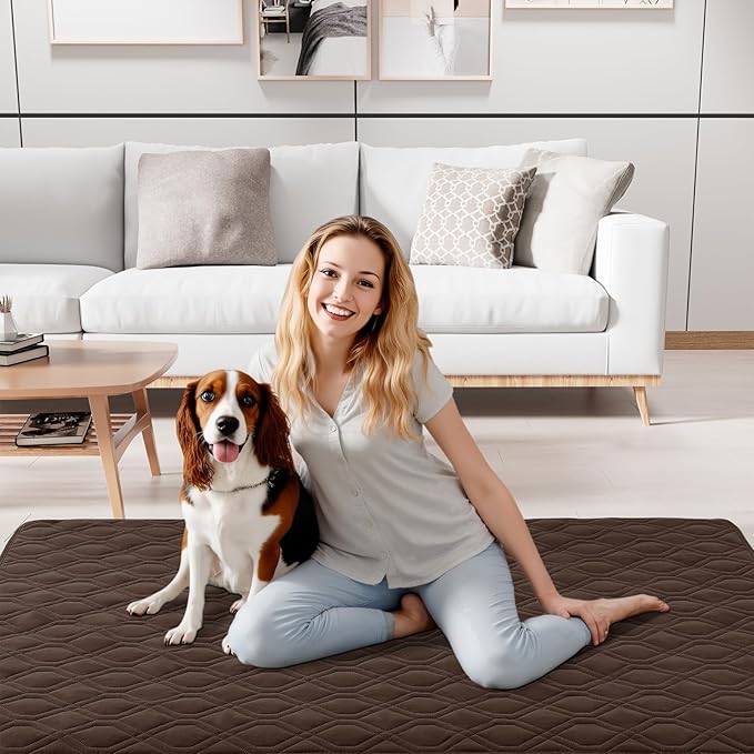 Smiry Reversible Waterproof Couch Covers for Sofa, Washable Dogs Couch Covers for 3 Cushion Sofa Pet Friendly, Water Resistant Furniture Protector Slipcover, Geometric (82"x120", Chocolate/Dark Grey)