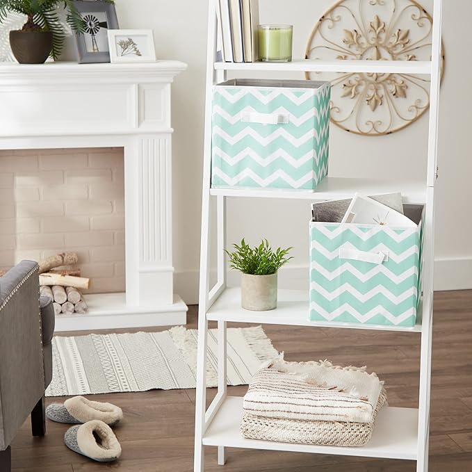 DII Non Woven Polyester Storage Bin, Chevron, Aqua, Small Set of 2